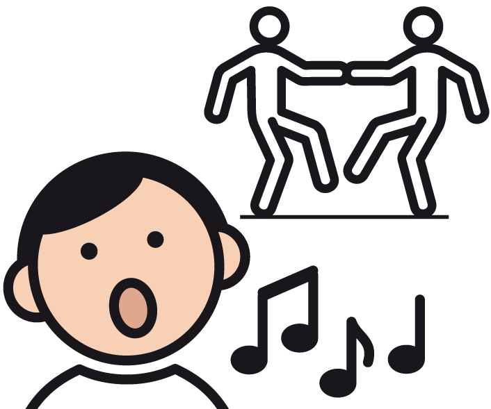 Tanzen und Singen in der Gruppe